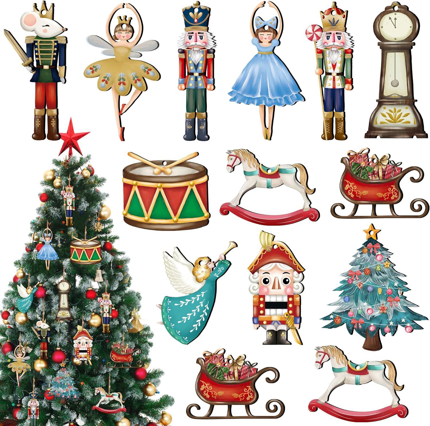 Nutcracker Figurine - 12 pezzi/set ciondolo burattino schiaccianoci in